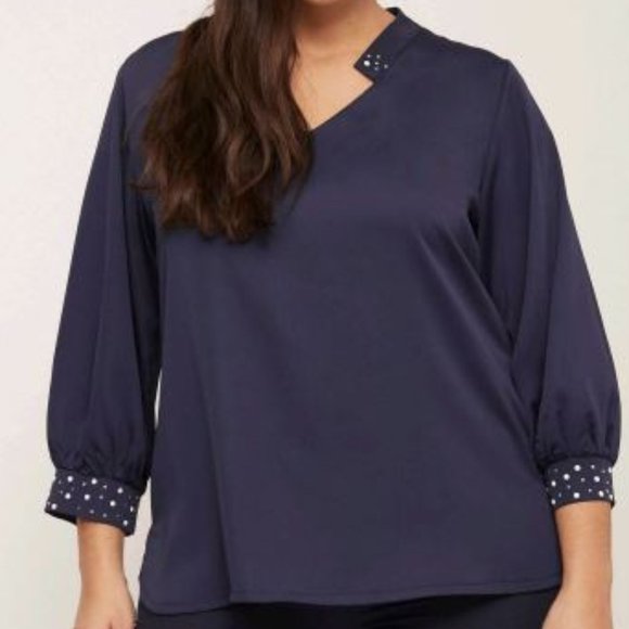 SPG WOMAN - Blouse with pearls - navy - Picture 1 of 1